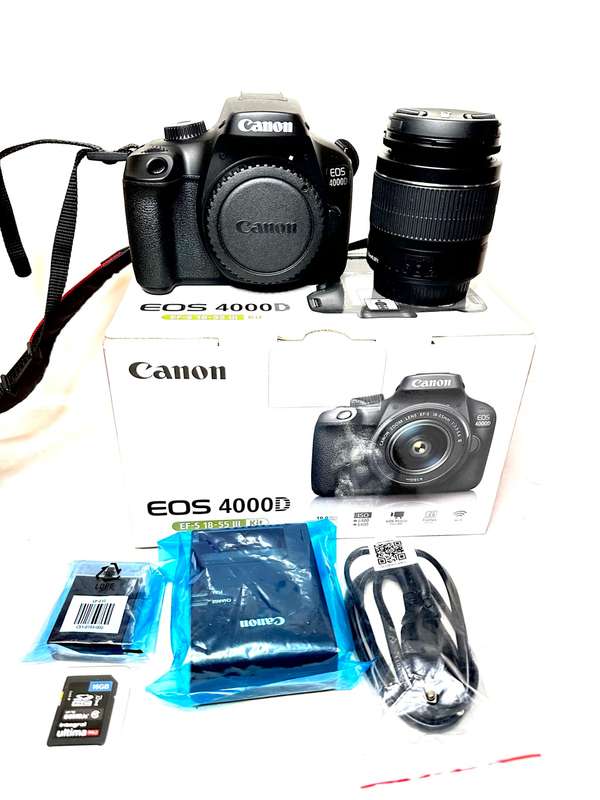 Canon 4000D DSLR camera with  Canon 18-55mm Kit Lens & accessories