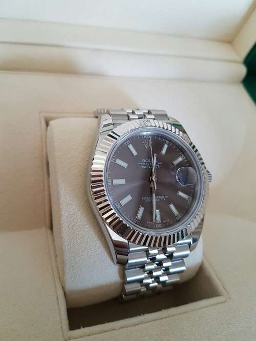 2017 Rolex Datejust II Steel 41mm Fluted Bezel Rhodium Index Dial Jubilee 126334 - AS NEW - FULL SET