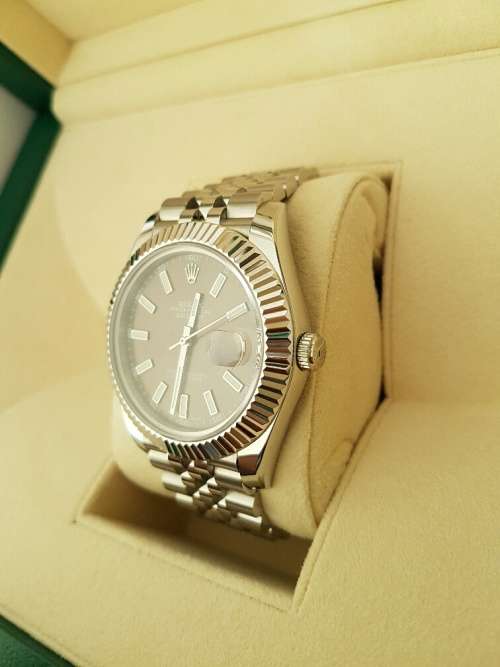 2017 Rolex Datejust II Steel 41mm Fluted Bezel Rhodium Index Dial Jubilee 126334 - AS NEW - FULL SET