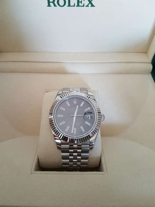 2017 Rolex Datejust II Steel 41mm Fluted Bezel Rhodium Index Dial Jubilee 126334 - AS NEW - FULL SET