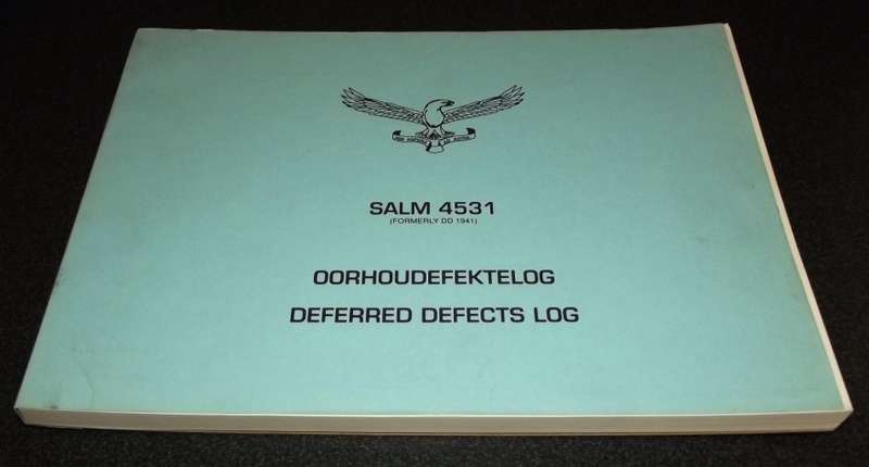 Unused SAAF Deferred Defects Log Book