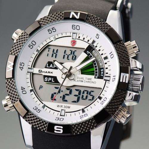 *FREE COURIER* SHARK Porbeagle Series Dual Time Alarm Chrono Watch BOXED w/ PAPERS