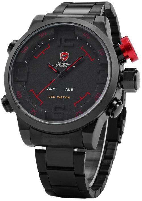 *FREE COURIER* SHARK Gulper Series Red Black LED Multifunction Watch BOXED w/ PAPERS