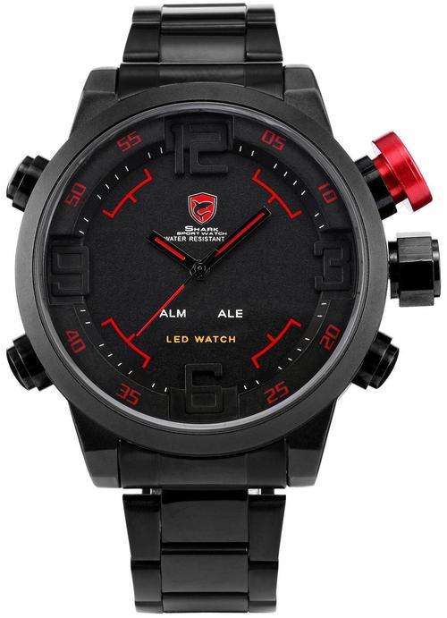 *FREE COURIER* SHARK Gulper Series Red Black LED Multifunction Watch BOXED w/ PAPERS