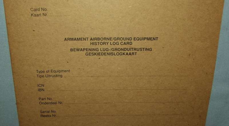 Old Unused SAAF Armament Airborne / Ground Equipment History Log Card Folder