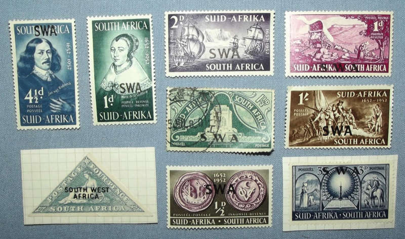 9 Old South Africa Marked South West Africa Stamps