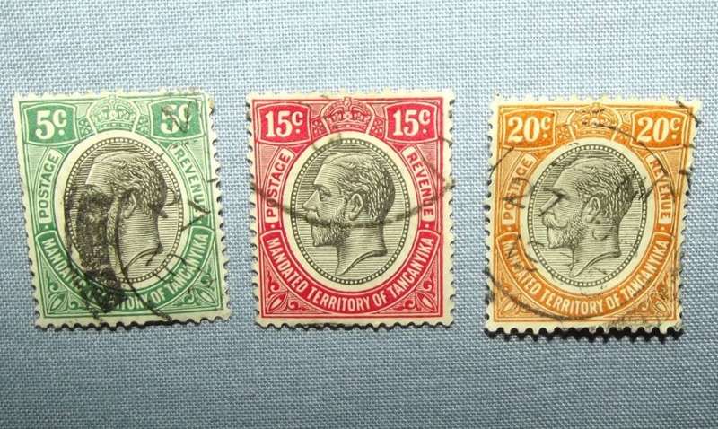 Lot of 3 Mandated Territory of Tanganyika 1927 King George V Stamps