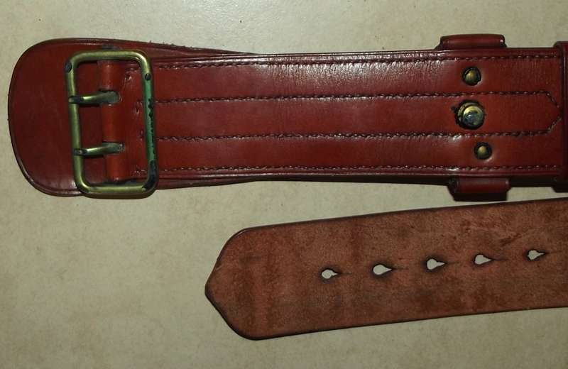Old Brown Leather Sam Browne Belt With Cross Strap
