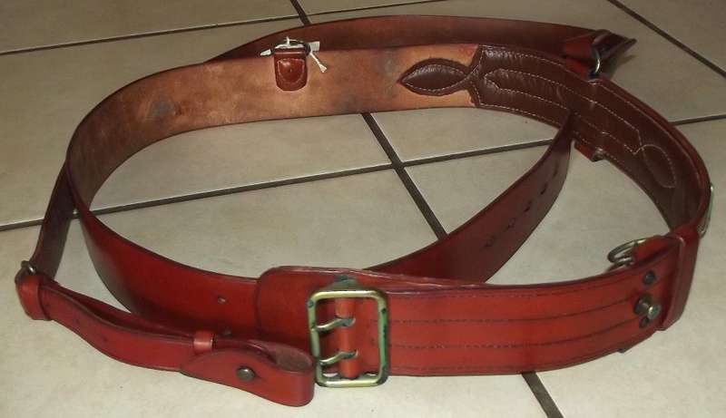 Old Brown Leather Sam Browne Belt With Cross Strap