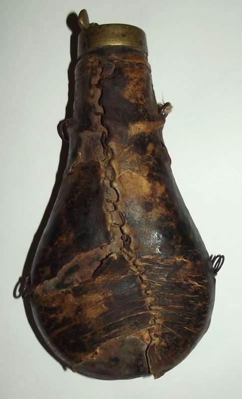 Vintage Voortrekker Era Leather Covered Gun Powder Flask