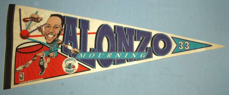 1990's NBA Basketball Alonzo Mourning Charlotte Hornets Pennant Flag