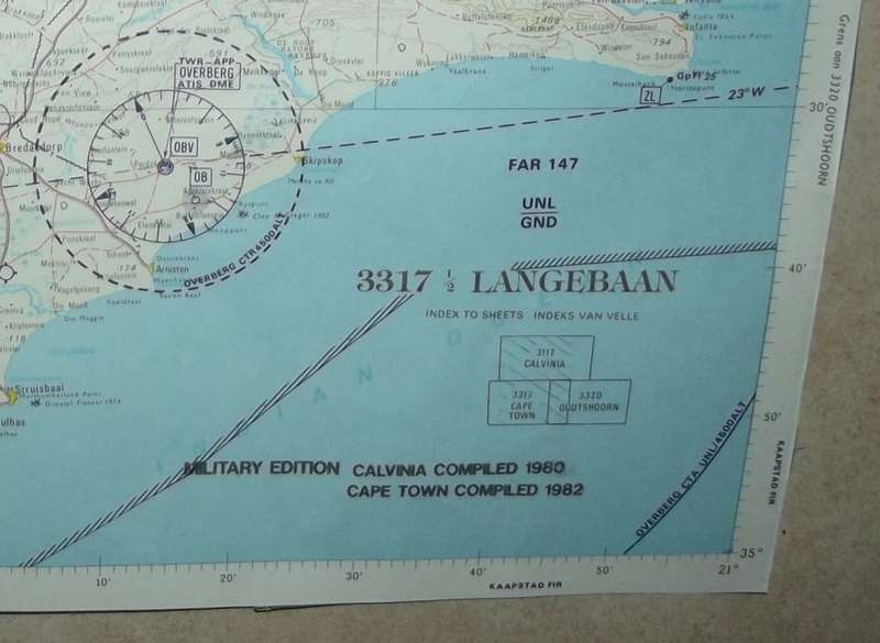 1982 SAAF Langebaan Air Force Base Map of Cape Town