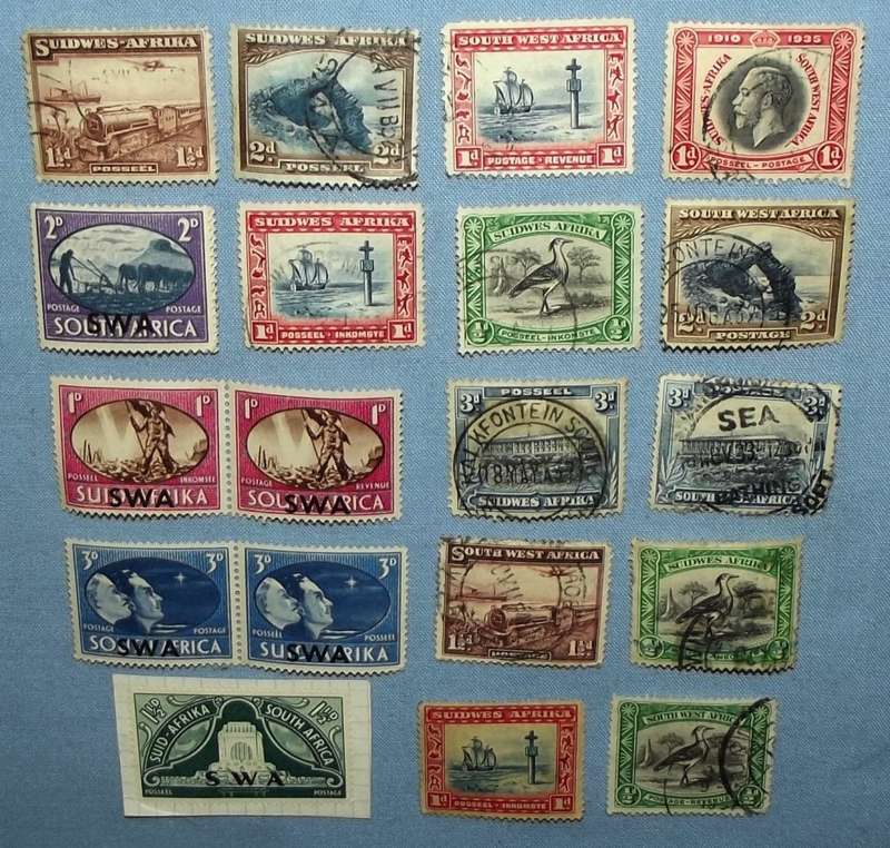 19 Old SWA South West Africa Postage Stamps