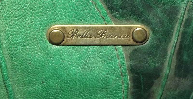 Large Vintage Bella Bianca Green Genuine Leather Handbag