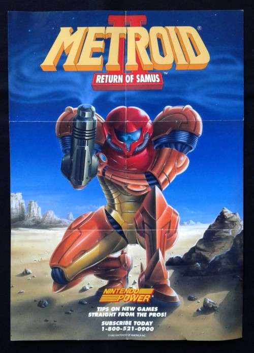 1992 Nintendo Game Boy Metroid II Foldout Poster