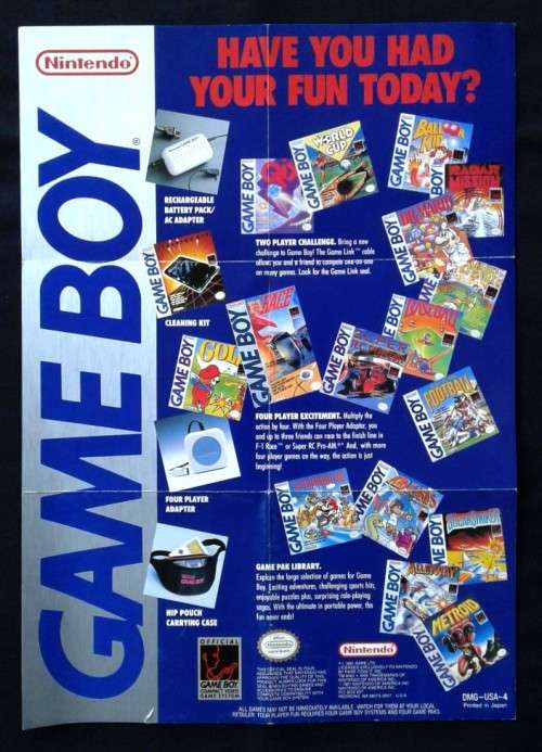 1992 Nintendo Game Boy Metroid II Foldout Poster