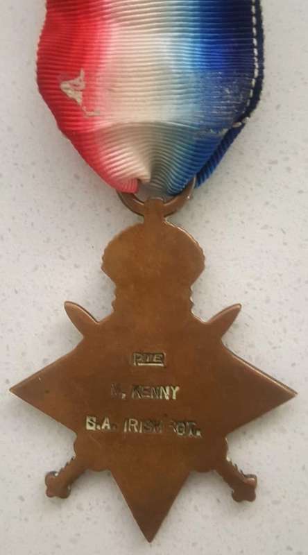WWI 1914-1915 Star Medal - Named to Pte M Kenny SA Irish Regt
