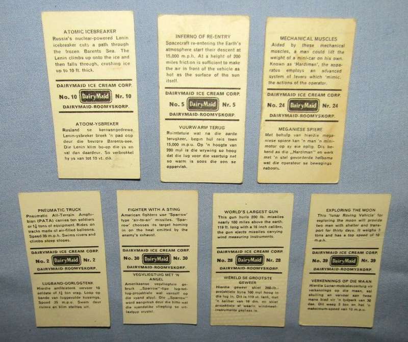 7 Science and Invention Trading Cards from the 1960's