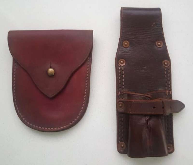 Vintage Leather Handcuff Pouch and Pattern 1907 .303 Rifle Bayonet Frog Stamped SAP