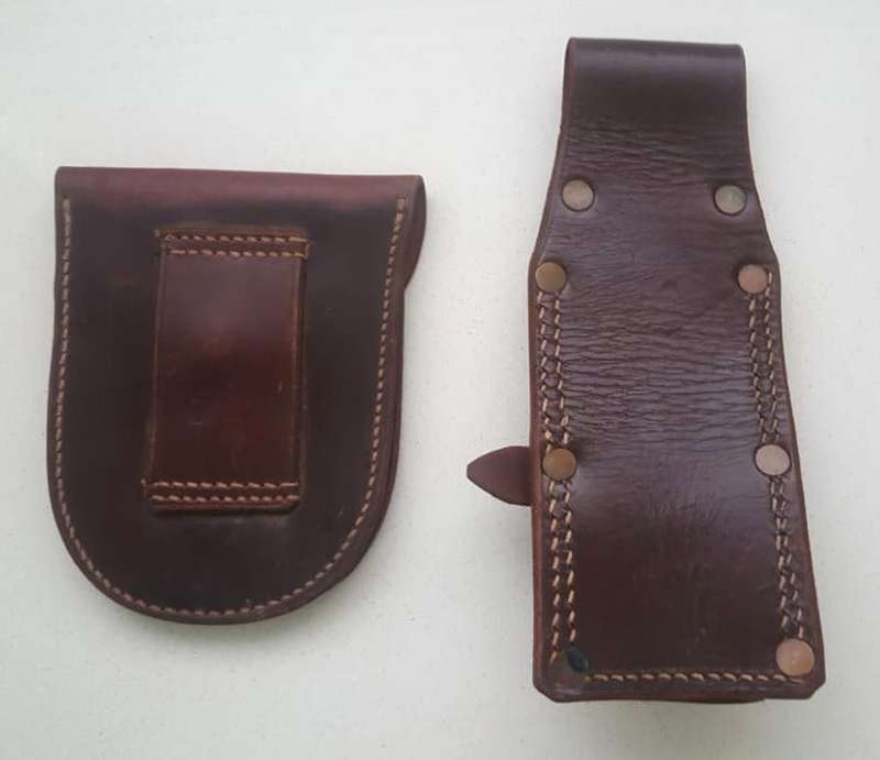 Vintage Leather Handcuff Pouch and Pattern 1907 .303 Rifle Bayonet Frog Stamped SAP