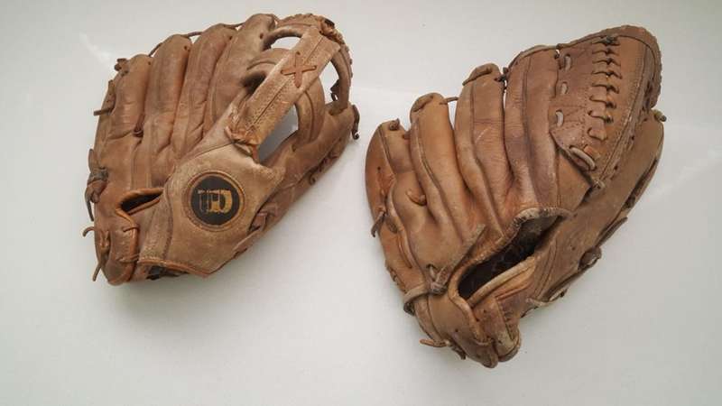 2 VINTAGE BASEBALL GLOVES FOR YOUR MAN CAVE