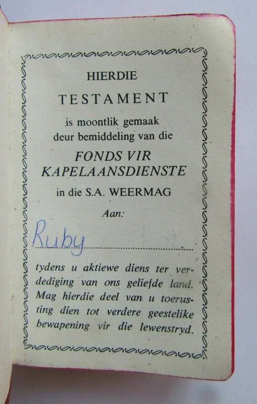 1983 SADF Chaplain Service Afrikaans Pocket Bible
