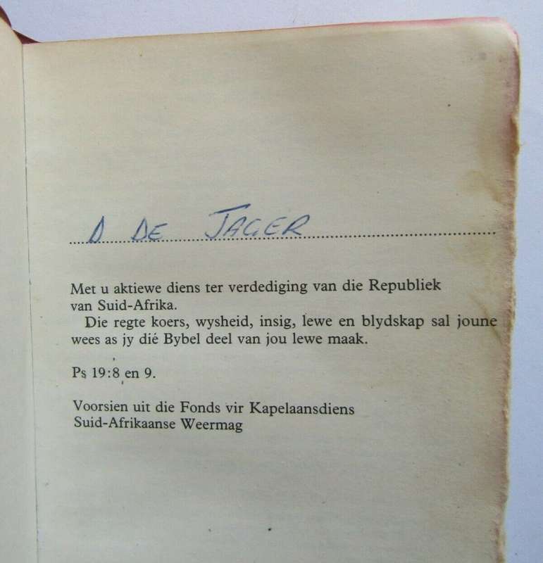 1986 SADF Chaplain Service Afrikaans Pocket Bible