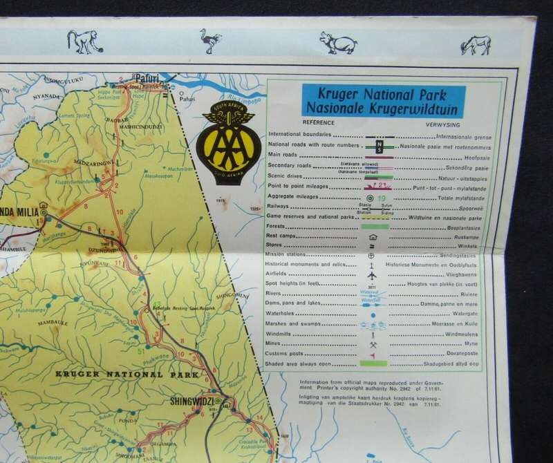 1965 AA Kruger National Park Reference and Route Map Foldout Booklet