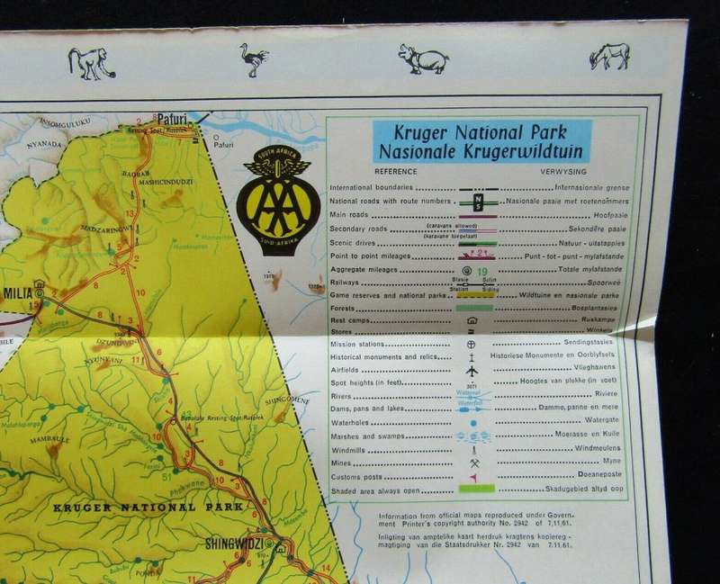 1967 AA Kruger National Park Reference and Route Map Foldout Booklet