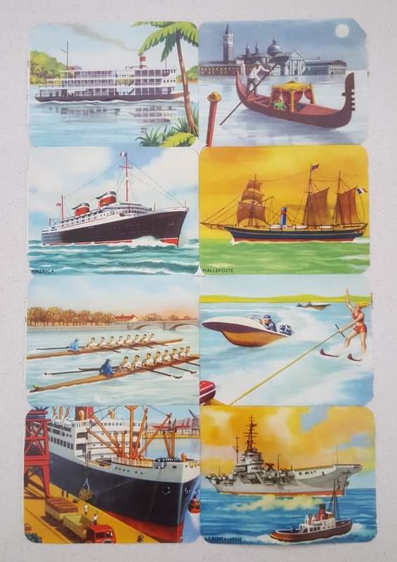 8 Vintage Boats and Ships Paper Scrap Cards