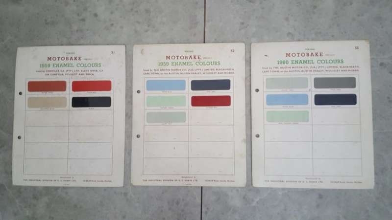 3 Car and Truck Enamel Colour Cards From 1959 and 1960