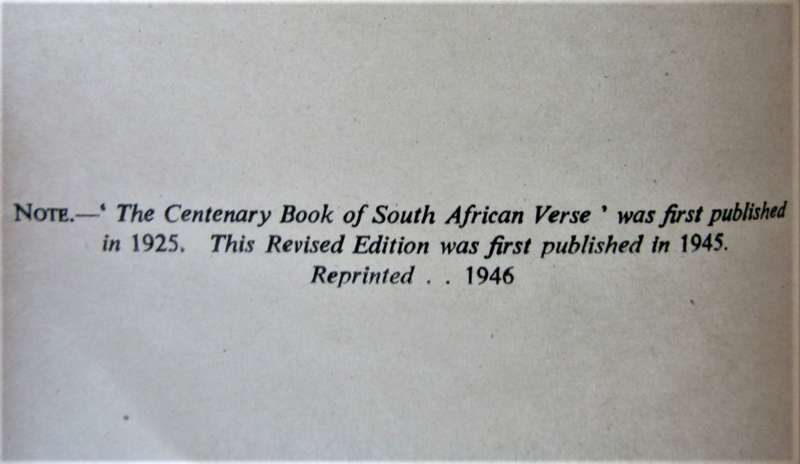 1946 - The Centenary Book of South African Verse