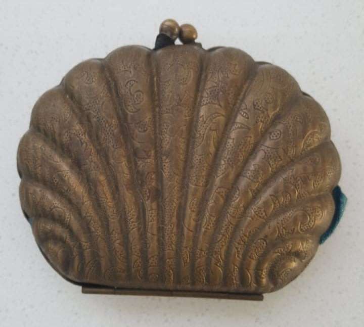 Vintage 100 Year Old Shell Shaped Metal Purse