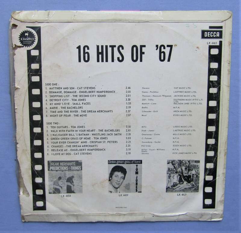 16 Hits of `67 - Vinyl LP Record (1967)