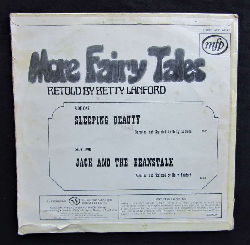 More Fairy Tales - Retold by Betty Lanford - Vinyl LP Record (1973)