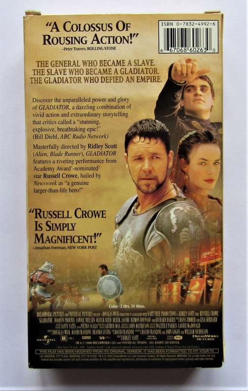 Gladiator - Russell Crowe - VHS Tape (2000)