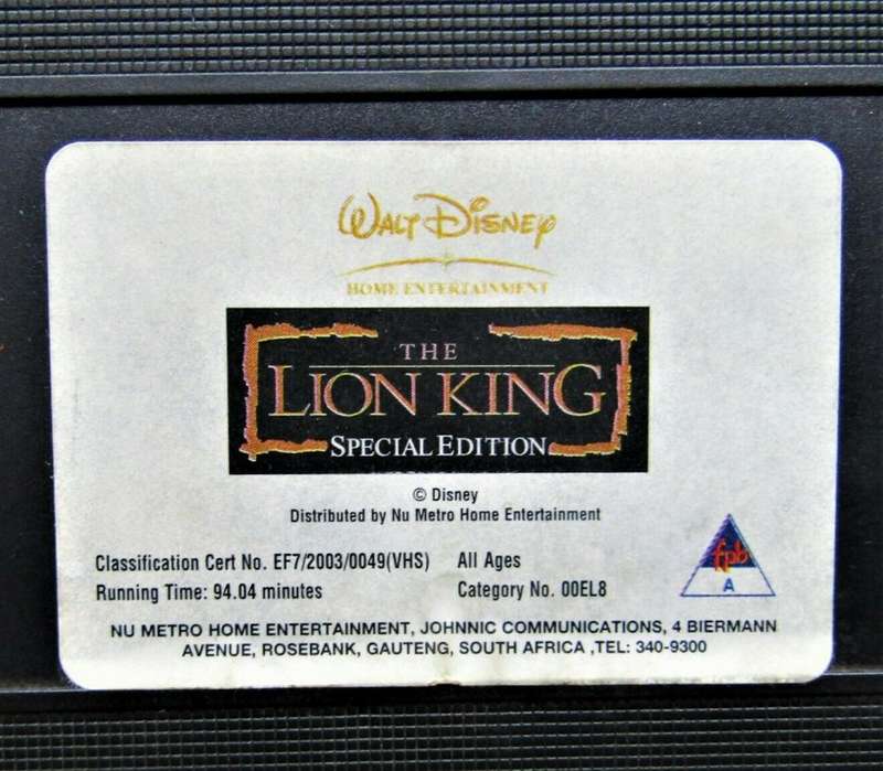 The Lion King - Special Edition - Disney VHS Tape (2003)