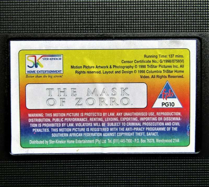 The Mask of Zorro - Antonio Banderas - VHS Tape (1998)