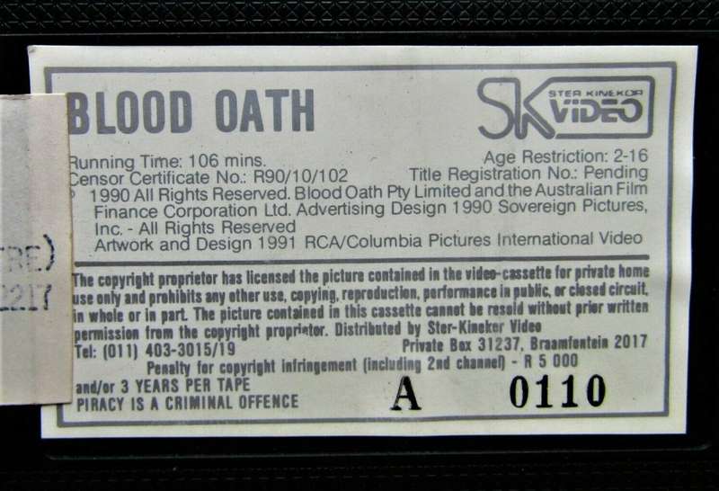 Blood Oath - Bryan Brown - VHS Tape (1991)