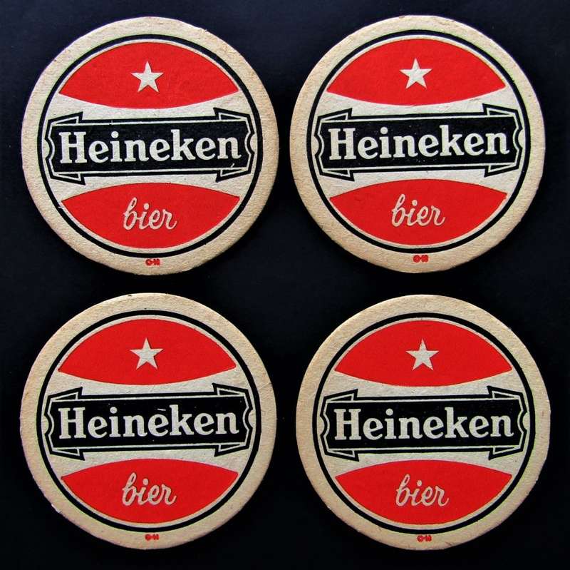 4 Old Heineken Bier Afrikaans Bar Coasters
