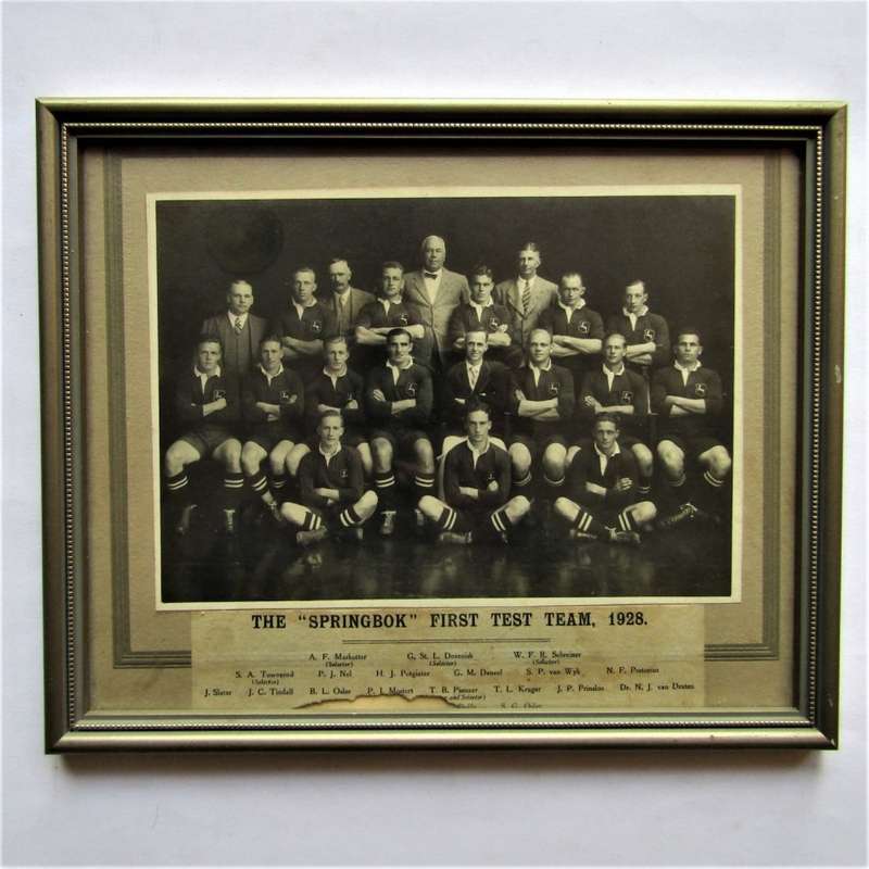 1928 Springbok First Test Team Framed Rugby Photo
