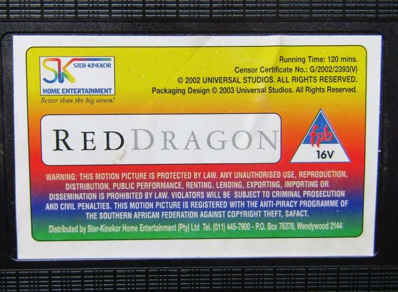 Red Dragon - Anthony Hopkins - Thriller VHS Tape (2002)