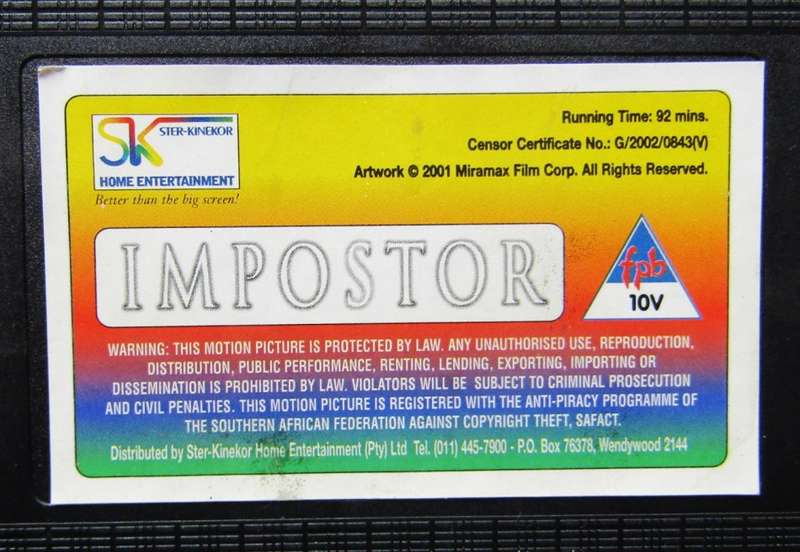 Impostor - Shane Brolly - Sci-Fi VHS Tape (2001)