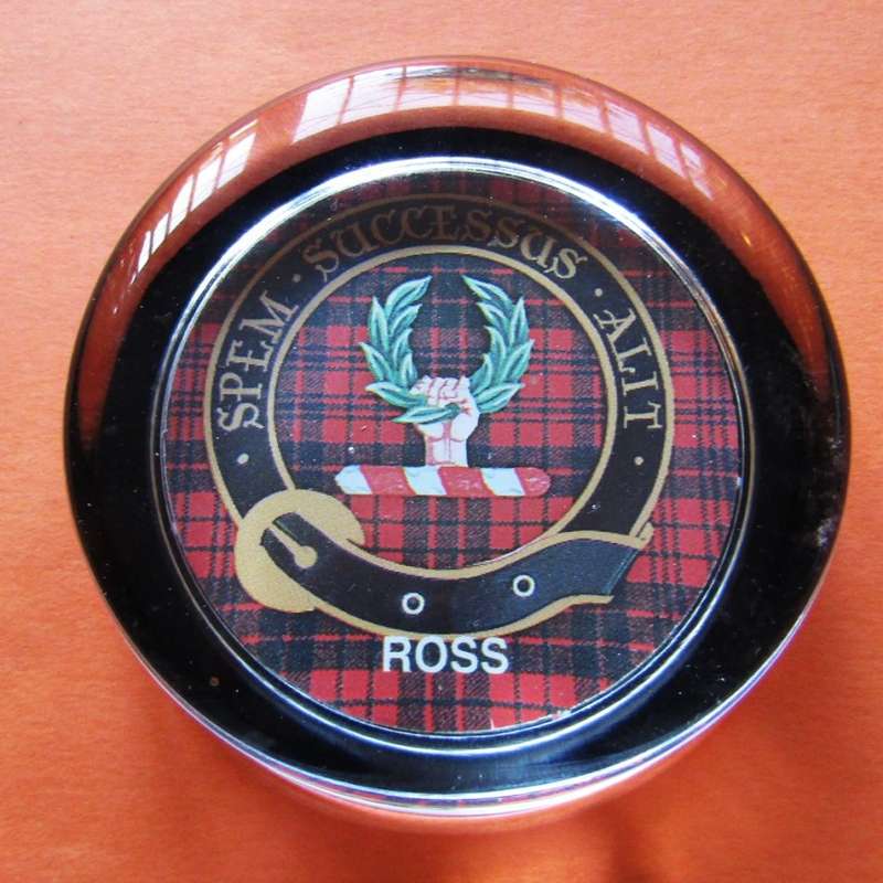 Scottish Ross Clan Glass Paperweight with Box