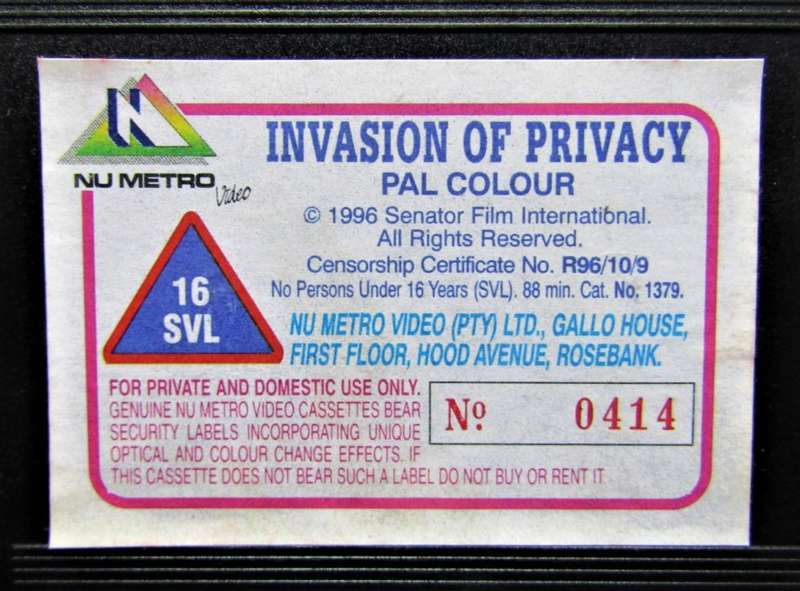 Invasion of Privacy - Mili Avital - Thriller VHS Tape (1996)