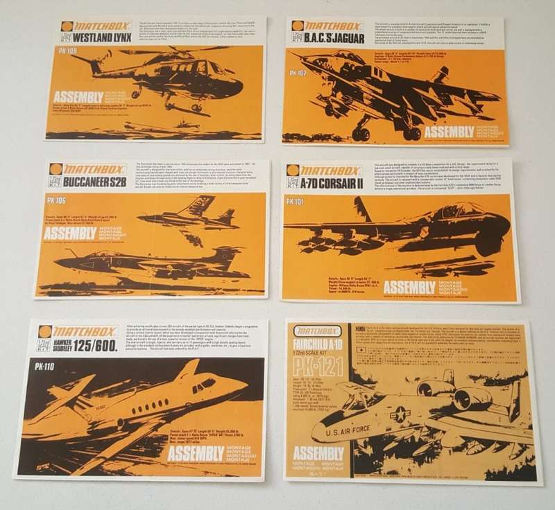 6 Old Matchbox 1-72 Scale Aircraft Assembly Booklets