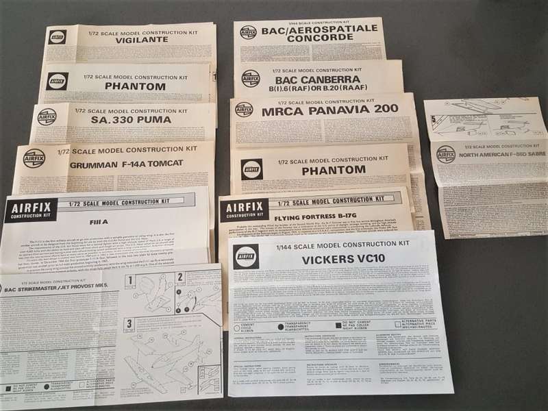 13 Old Airfix Aircraft Construction Pamphlets