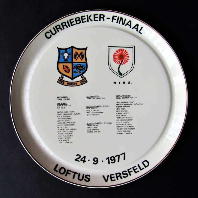 1977 Currie Cup Final - Vrystaat vs Noord Transvaal - Rugby Display Plate