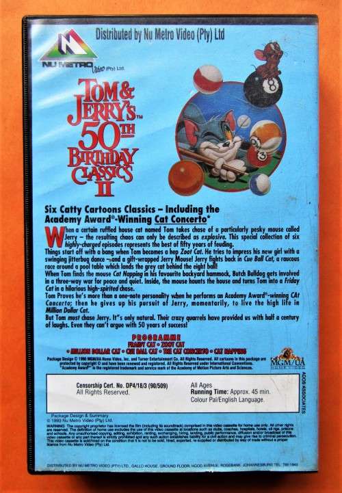 Tom & Jerry`s 50th Birthday Classics - VHS Tape (1993)