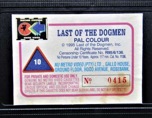 Last of the Dogmen - Tom Berenger - Western Movie VHS Tape (1995)